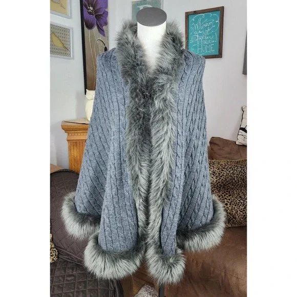 Chico's Jackets Coats Chicos Nadene Faux Fur Trimmed Wrap